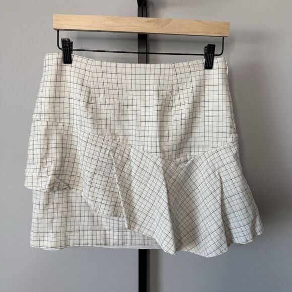 Joie Porcelain Botan Plaid Mini Skirt Size 8 - Picture 2 of 6